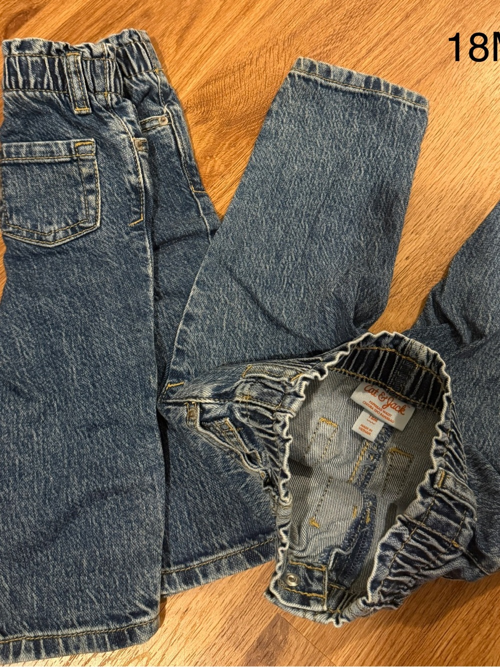 Cat & Jack Dark Blue Elastic Waist Denim Jeans